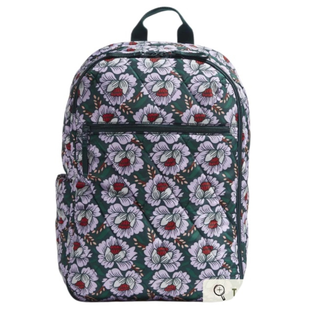 NWT Vera Bradley Lay Flat Carry-On Compliant Backpack Lotus Moss Pattern
